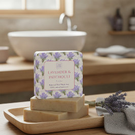 Quadrado Adesivo Personalizado para Sabonete de Lavanda Art