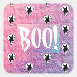 Quadrado Adesivo Pink Halloween Boo de Poet Adiela Akoo