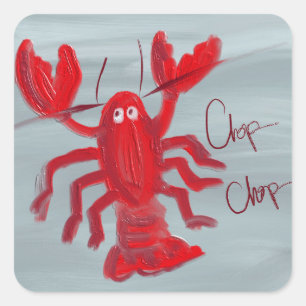 Quadrado Adesivo Pintado a Óleo Lagosta Chop Chop