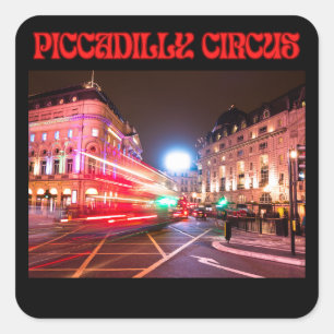 Quadrado Adesivo Praça Piccadilly Circus Fundo Preto 