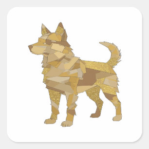 Quadrado Adesivo Presente CÃO DORADO Cinza Nítido