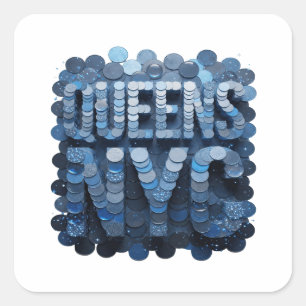 Quadrado Adesivo Presente Crisp Blue QUEENS NYC