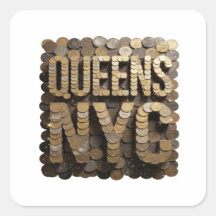 Quadrado Adesivo Presente Fun Gold QUEENS NYC