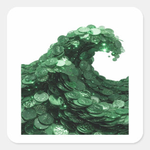 Quadrado Adesivo Presente ONDA DE MOEDAS VERDES Verde Esbel