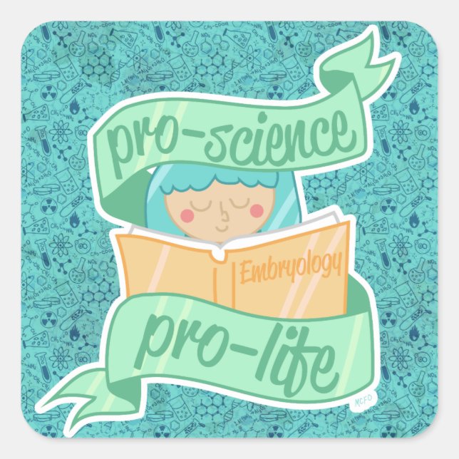 Quadrado adesivo "Pro-science, Pro-life" (Frente)