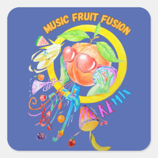 Quadrado Adesivo projetado para fusão de Frutas de música