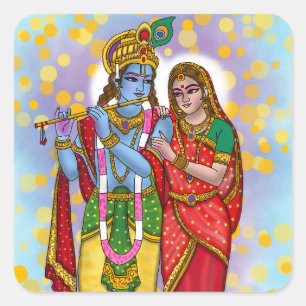 Quadrado Adesivo Radha Krishna