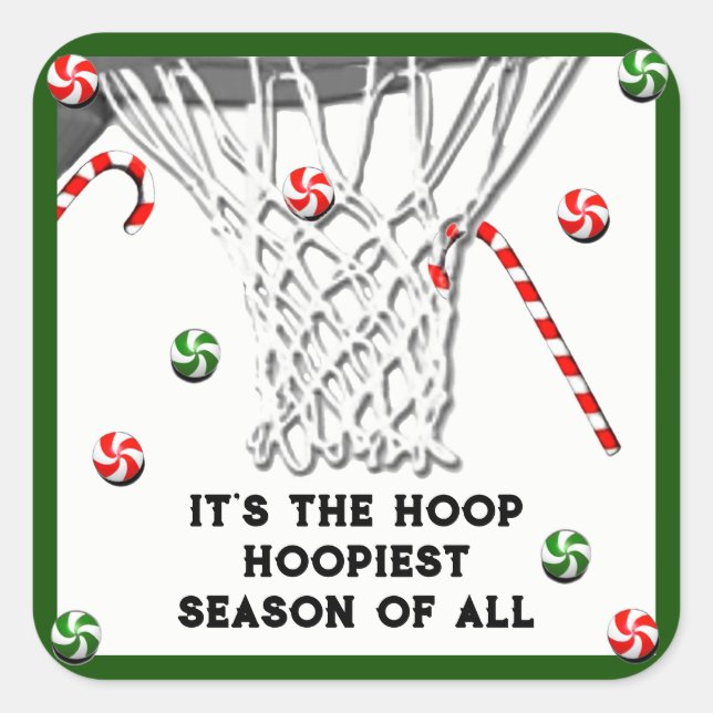 Quadrado Adesivo Redondo do Clássico de Natal de Basquetebo (Frente)