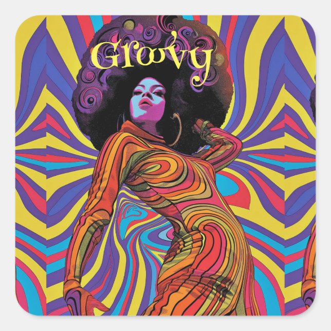 Quadrado Adesivo Retro Groovy (Frente)