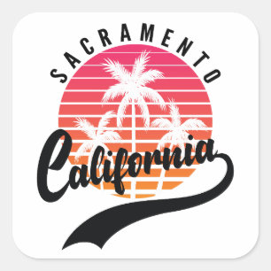 Quadrado Adesivo Retro Sacramento, Califórnia