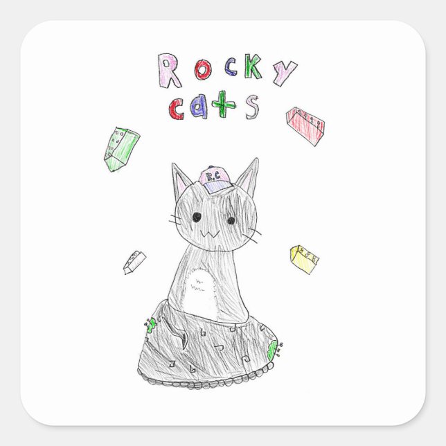 Quadrado adesivo Rocky Cats (Frente)