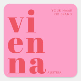 Quadrado Adesivo rosa vermelho personalizado Viena Wien Áus