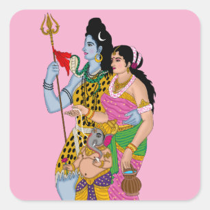 Quadrado Adesivo Shiv Parvati