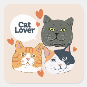 Quadrado Adesivo Simples de Amante de Gato   pai de gato