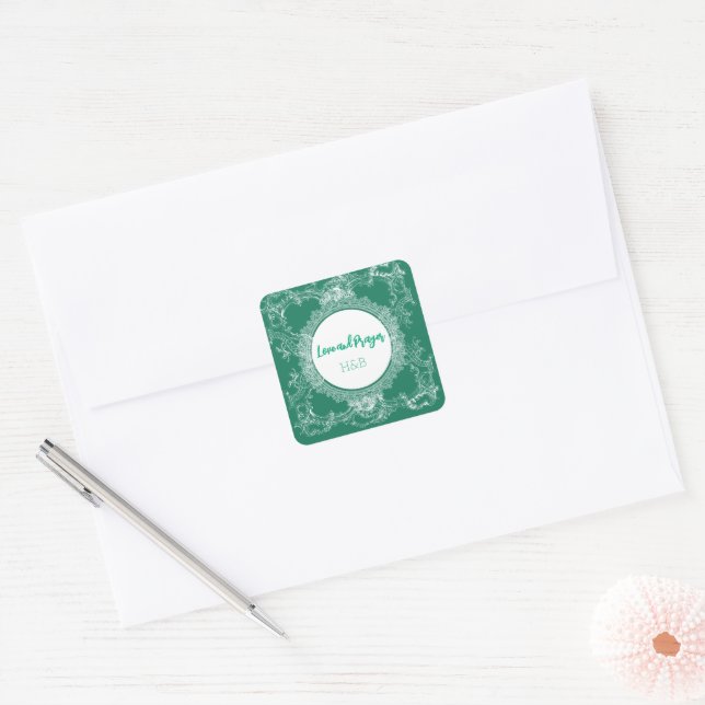 Quadrado Adesivo Verde de Amor Legal (Envelope)