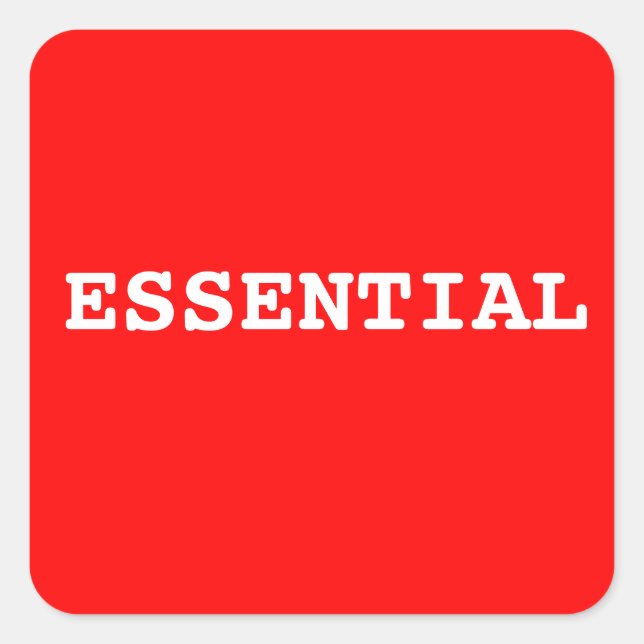 Quadrado Adesivo Vermelho Que Diz Essencial (Frente)