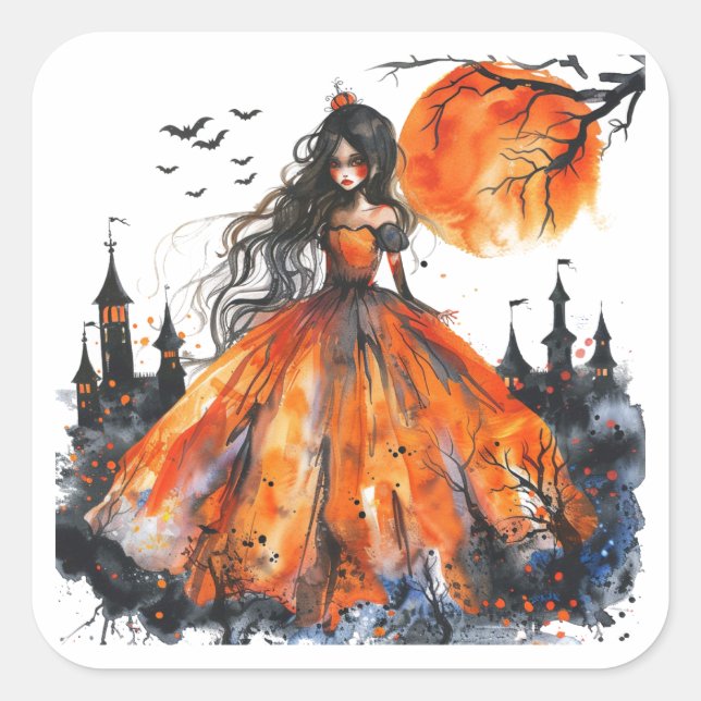 Quadrado Adesivo Vintage Midnight Witch (Frente)