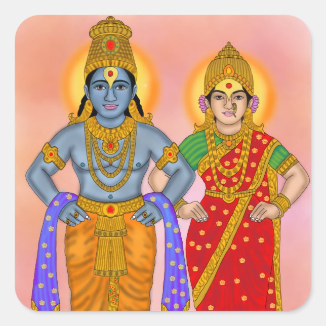 Quadrado Adesivo Vitthal Rukmini (Frente)
