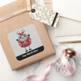 Quadrado Adicione palavras adesivo de ladybug do desenho an