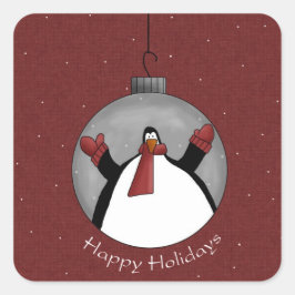 Quadrado Adorno de Pinguim Adesivo de Natal