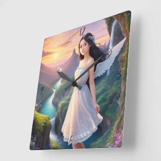 Quadrado Anjo de Relógio Personalizado da Parede