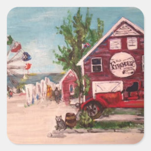 Quadrado Antigo Firehouse, Genebra Pintura em um adesivo