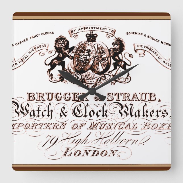 Quadrado anúncio do fabricante de relógio de vintage (Frente)