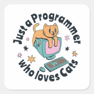 Quadrado Apenas um programador que ama o adesivo de gatos