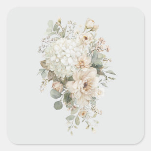 Quadrado Arranjos de Flores de Marfim Adesivo – Floral Eleg