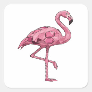 Quadrado Arte de Adesivo FLAMINGO Rosa Brilhante