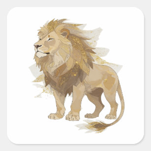 Quadrado Arte de Adesivo LION KING Prata Radiante
