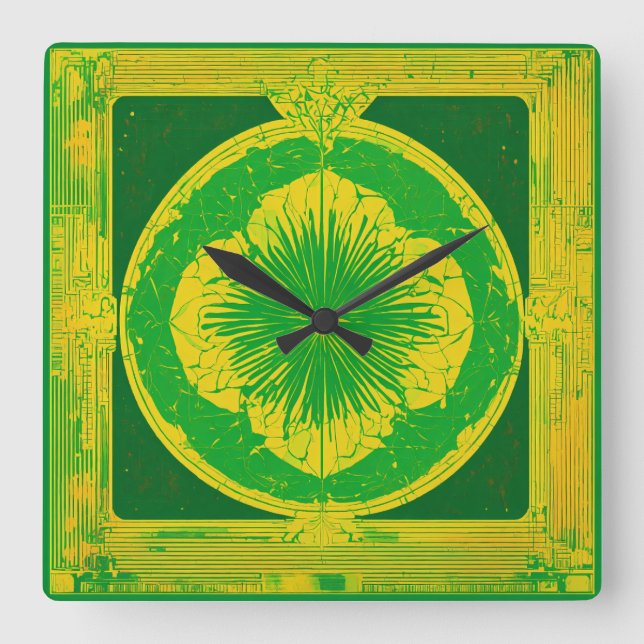 Quadrado Arte de parede e relógio (Frente)