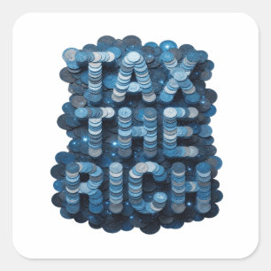Quadrado Azul Dinâmico TAXE OS RICOS Design de Adesivo