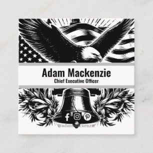 Quadrado Bald Eagle American Flag Cartão de visita Patrióti