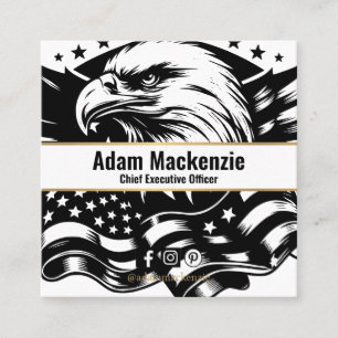 Quadrado Bald Eagle American Flag Cartão de visita Patrióti