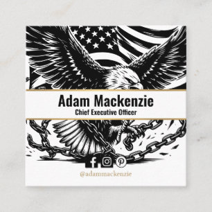 Quadrado Bald Eagle American Flag Cartão de visita Patrióti