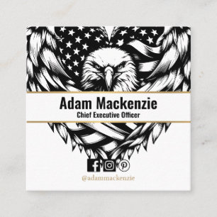Quadrado Bald Eagle American Flag Cartão de visita Patrióti