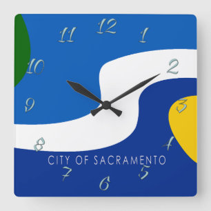 Quadrado bandeira de Sacramento (Califórnia) Grande Relógio