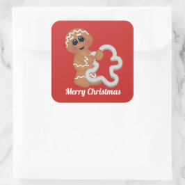 Quadrado Banhando pão de Natal adiciona adesivo de mensagem