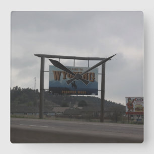 Quadrado Bem-vindo ao Relógio Wyoming