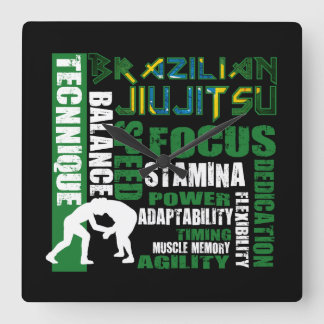 Quadrado BJJ Elements - Relógio de Muro Jiu Jitsu