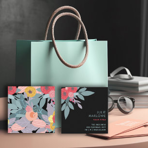 Quadrado Boho Floral Cartão de visita