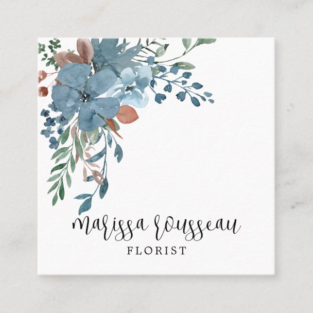 Quadrado Boho Floral Square Cartão de visita (Frente)