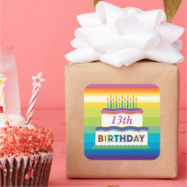 Quadrado Bolo de Aniversário de 13 com Adesivo de Strike-Ar