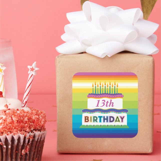 Quadrado Bolo de Aniversário de 13 com Adesivo de Strike-Ar (Festa)