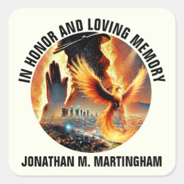 Quadrado BOMBEIRO Adesivo Comemorativo In Memoriam