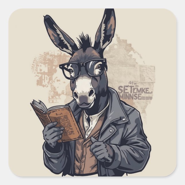 Quadrado Burro Sábio — Adesivo (Frente)