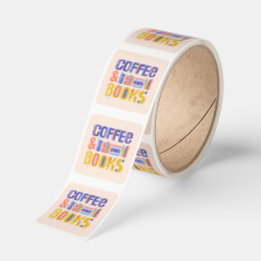 Quadrado Café & Livros Adesivo Design Ilustrado Literário