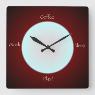 Quadrado Café Trabalho Repouso Texto > Relógio de cozinha