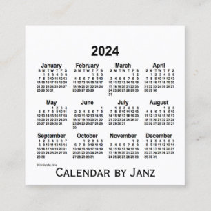 Quadrado Calendário Branco de 2024 por Cartão de visita d